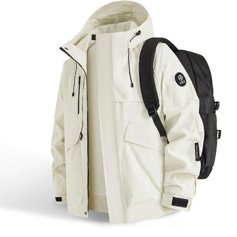Herren Allwetterjacke Wasserdicht mit Taschen Verstellbar