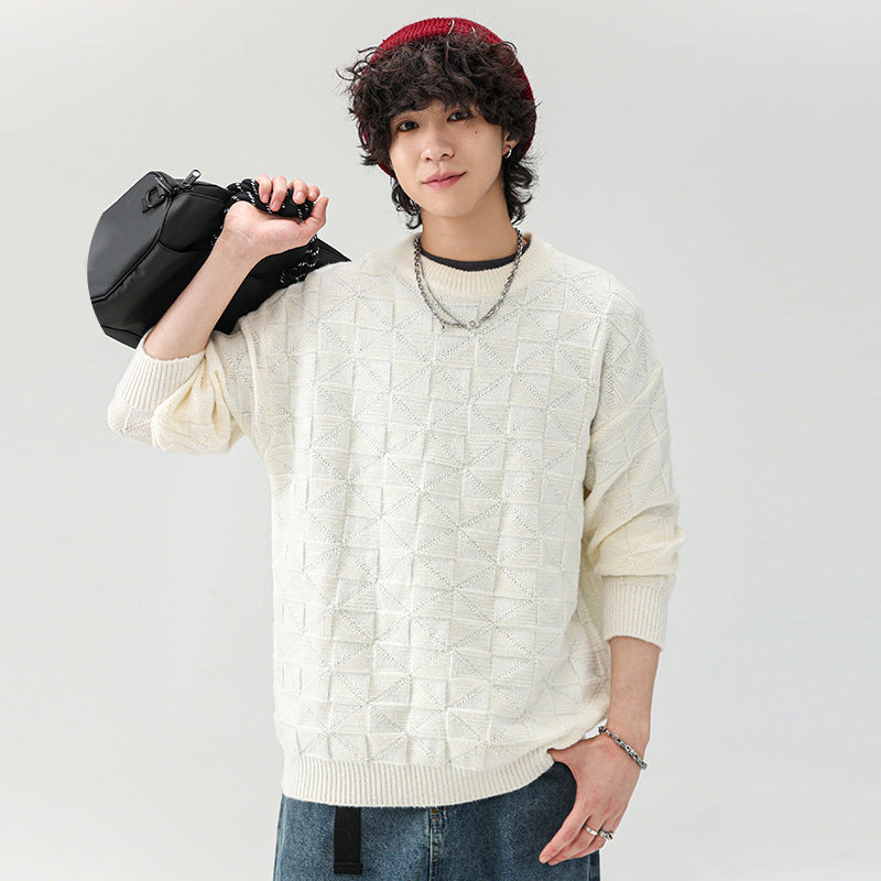 Herren Pullover Struktur Oberfläche Modern Schwarz