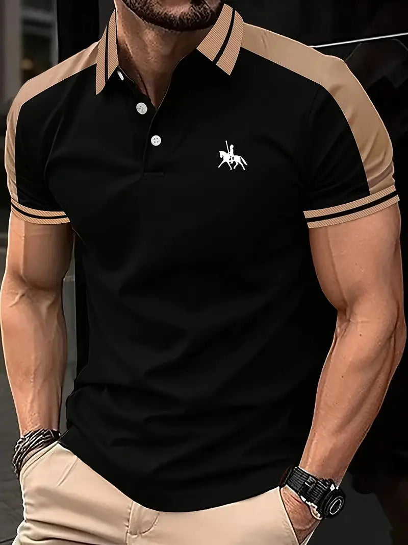 Herren Polo Shirt Kontrastkragen Sportlich Modern