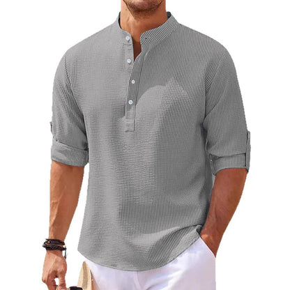 Herren Henley-Shirt Lässig Strukturiert Modern
