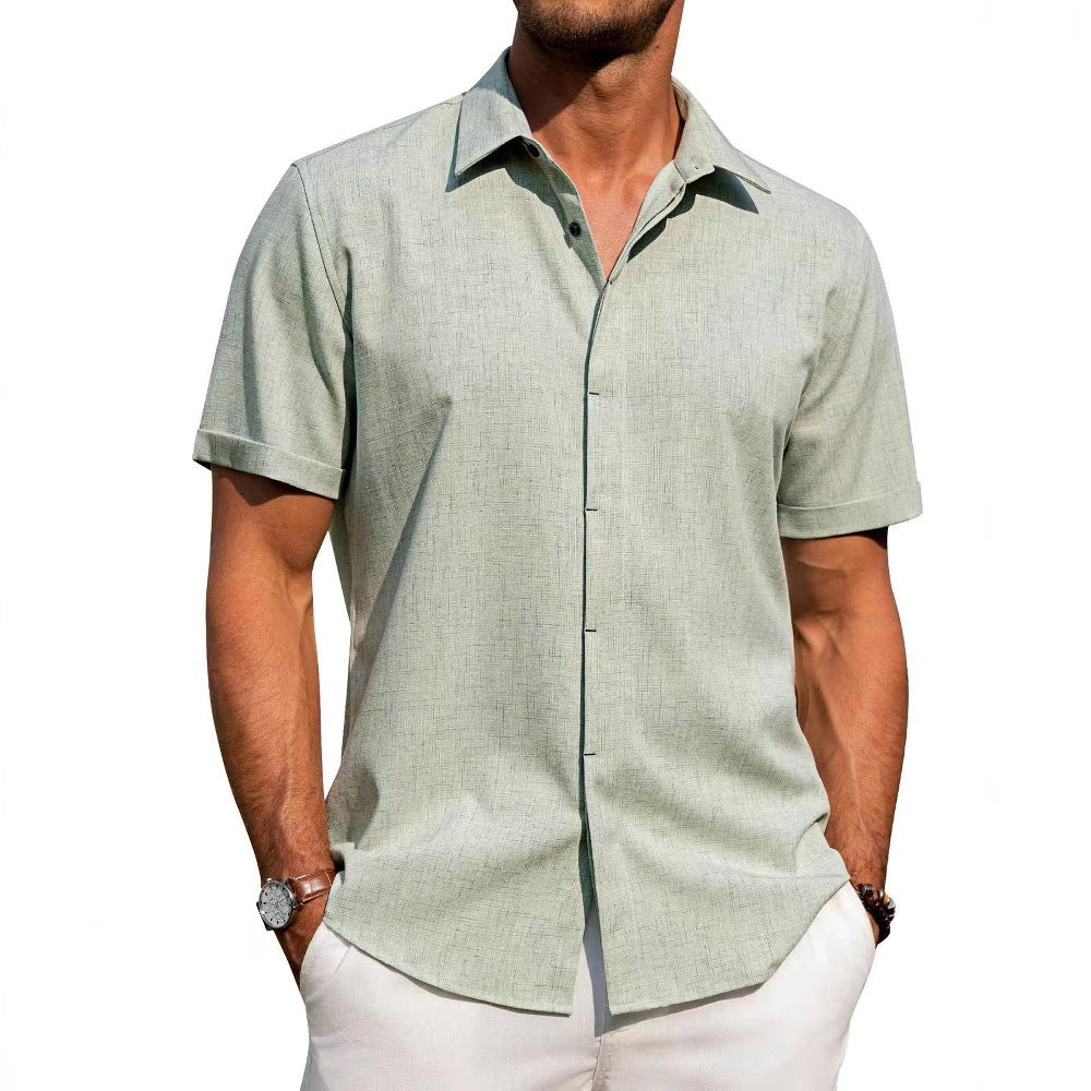 Herren Kurzarmhemd Modern mit Struktur und Slim-Fit Kragen