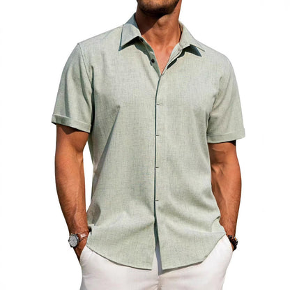 Herren Kurzarmhemd Modern mit Struktur und Slim-Fit Kragen