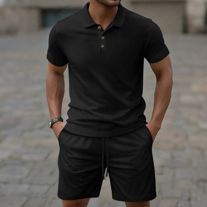 Herren Poloshirt Kurzarm Shorts Set Sommer Modisch