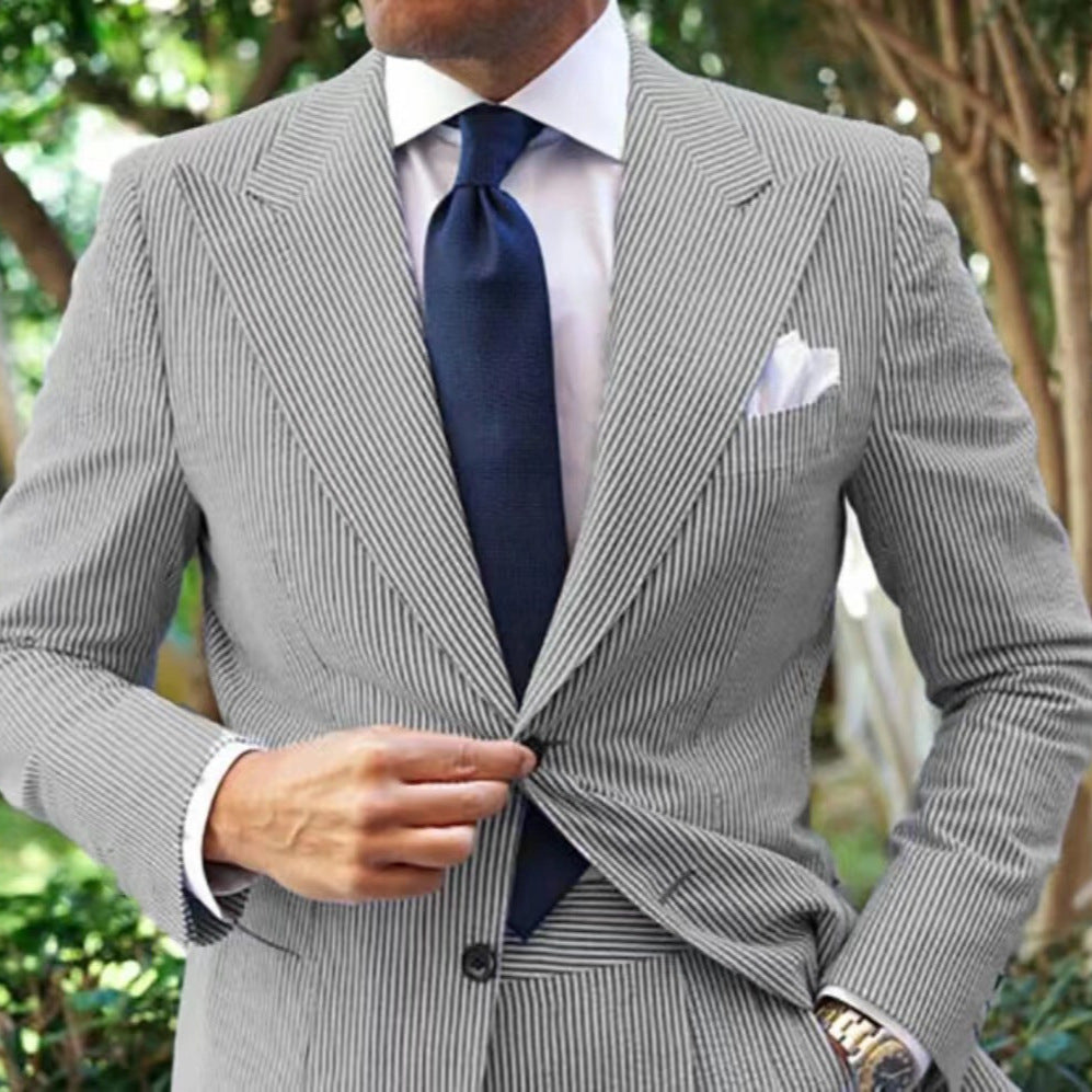 Herren Blazer Elegant Gestreift Slim Fit Anzug