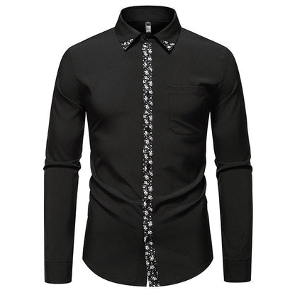 Herren Hemd Langarm Elegantes Blumenmuster Berlin Style