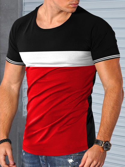 Herren T-Shirt Kurzarm Modern mit Kontrastdetails