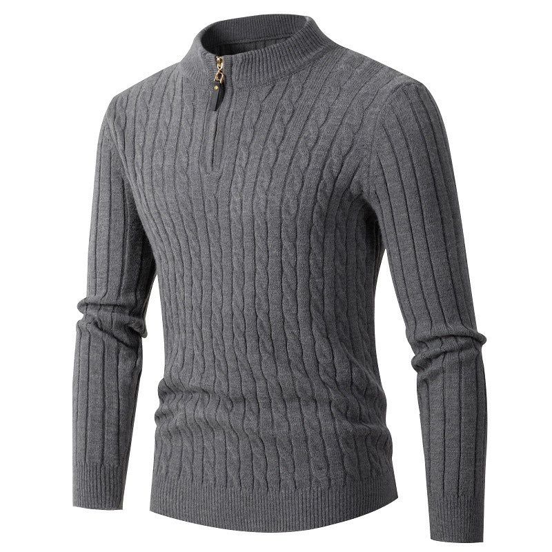 Herren Rollkragenpullover Strukturiert Zopfmuster Elegante Mode
