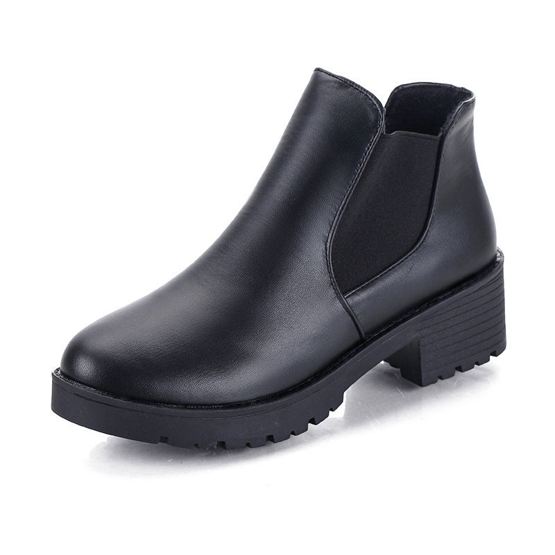 Damen Chelsea Stiefel Elastisch Komfortabel Schwarz