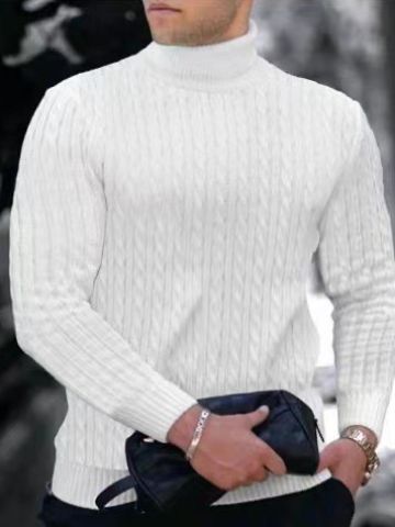 Herren Rollkragenpullover Strickmuster Grobstrick Modern
