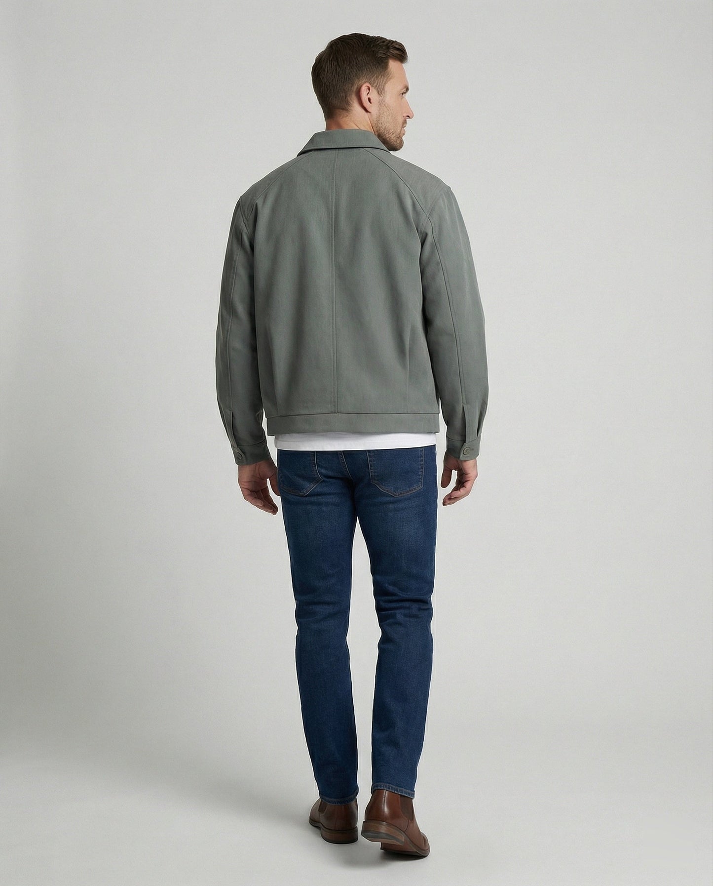 Herrenjacke Retro Grau Reverskragen Sportlich