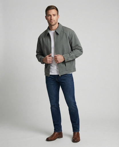 Herrenjacke Retro Grau Reverskragen Sportlich - BerlinGlamour