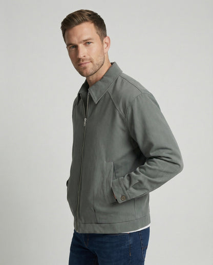 Herrenjacke Retro Grau Reverskragen Sportlich