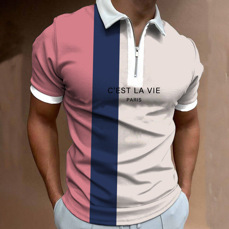 Herren Poloshirt Modern mit Stehkragen Asymmetrisch - BerlinGlamour