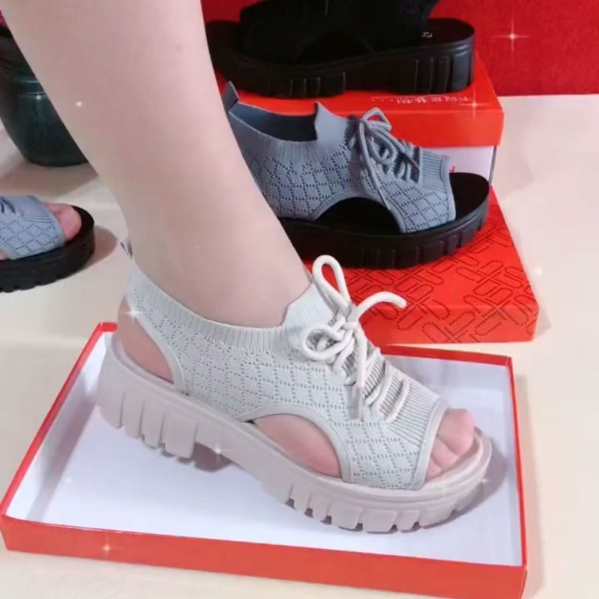 Damen Sandalen Leicht Bequem Elastisch Rutschfest