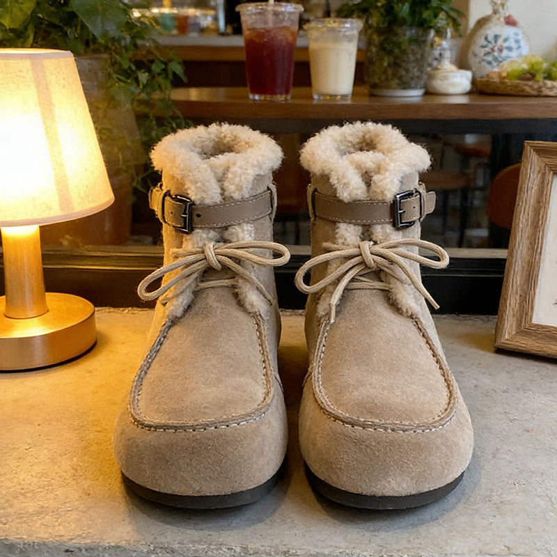Damen Winterstiefel Bequem Kuschelig Mit Schnalle