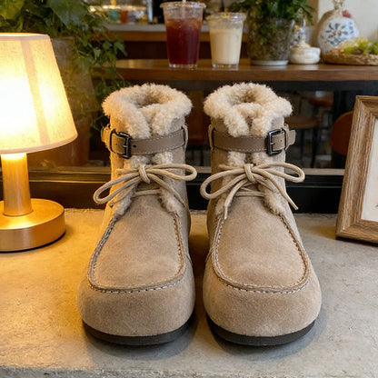 Damen Winterstiefel Bequem Kuschelig Mit Schnalle