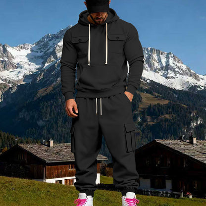 Herren Kapuzenpullover Set mit Cargo-Hose Streetwear Style