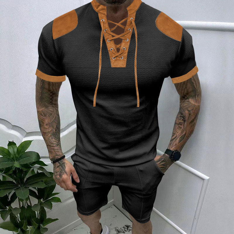 Herren Kurzarm-Set Modern Elastisch Schnür-Design