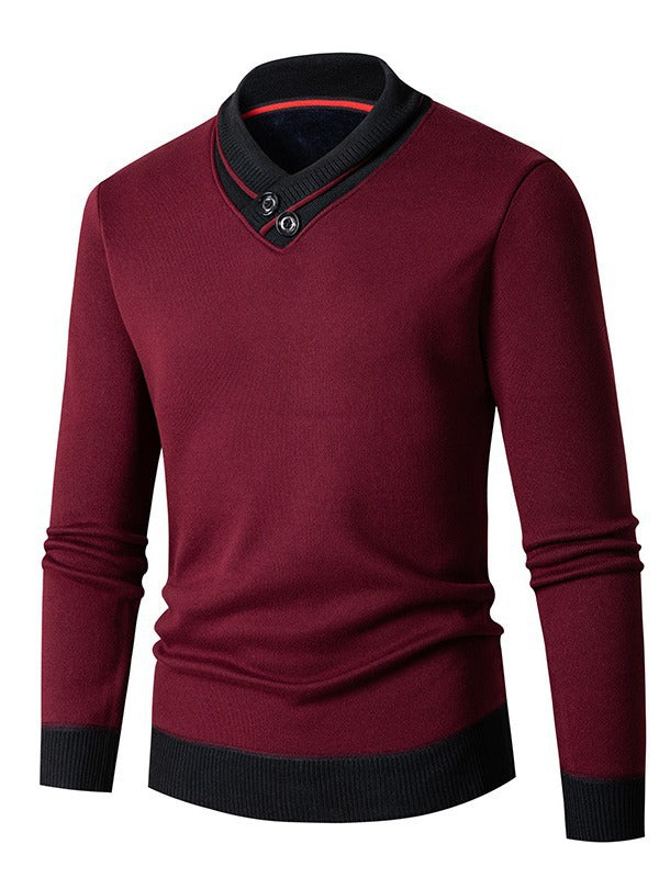 Herren Pullover Asymmetrisch Knopf Modisch Elegant