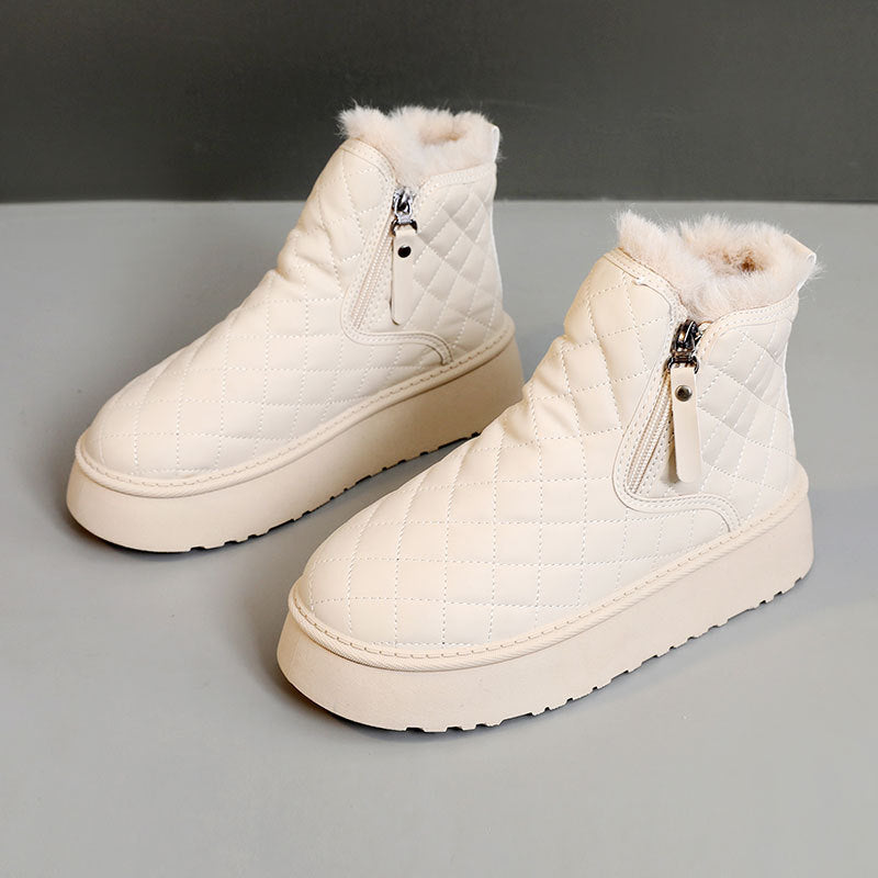 Damen Stiefel Warm Gefüttert Ankle Boots Reißverschluss