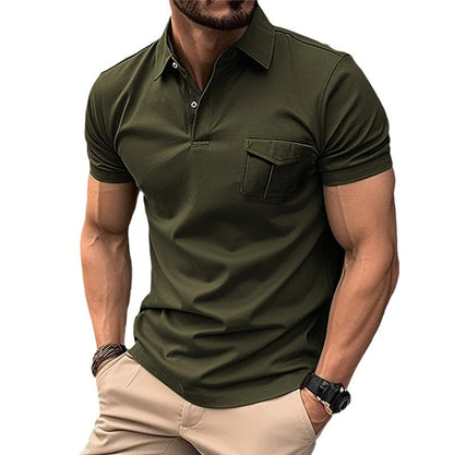 Herren Poloshirt Modern mit Brusttasche und Slim-Fit