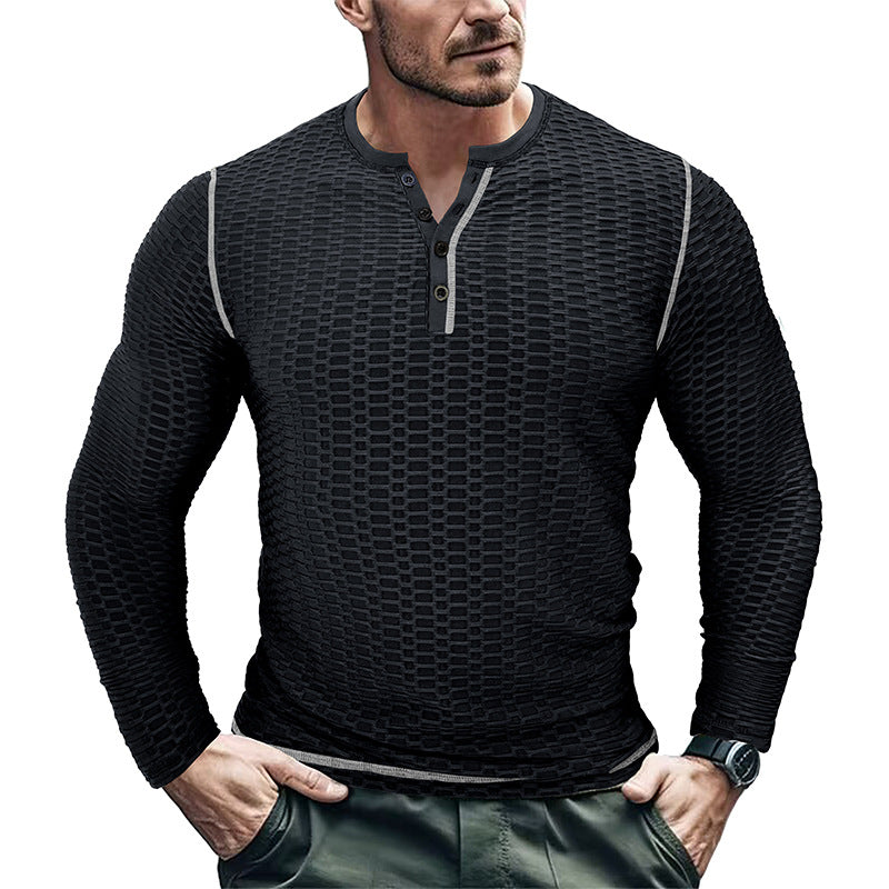 Herren Langarmshirt Mit Struktur Optik Trendig Modern - BerlinGlamour