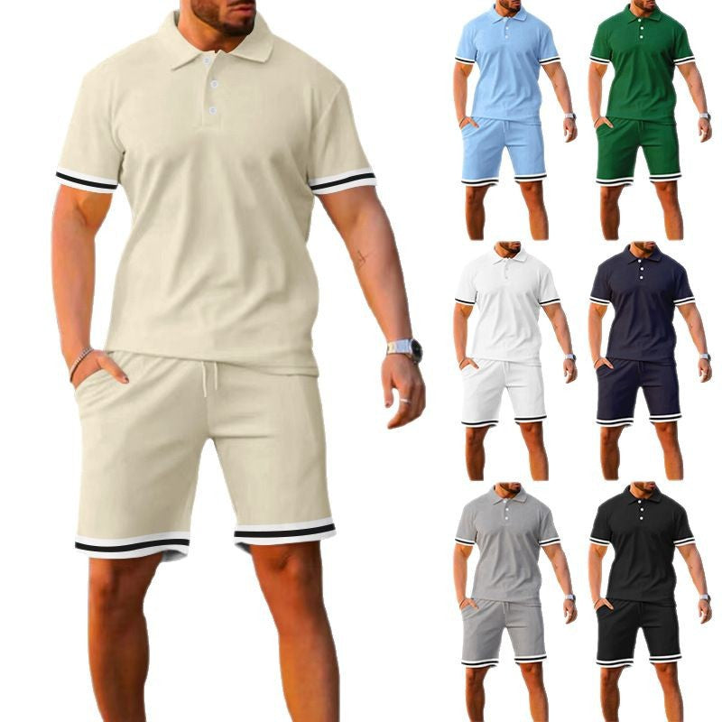 Herren Poloshirt und Shorts Set Atmungsaktiv Sommer