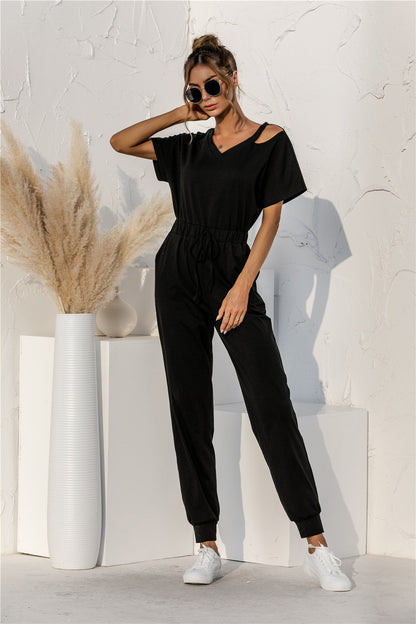 Damen Overall Relaxed Fit Schulterfrei mit Kordelzug