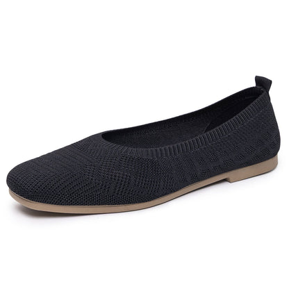 Damen Ballerinas Atmungsaktiv Strick Bequem Elegant