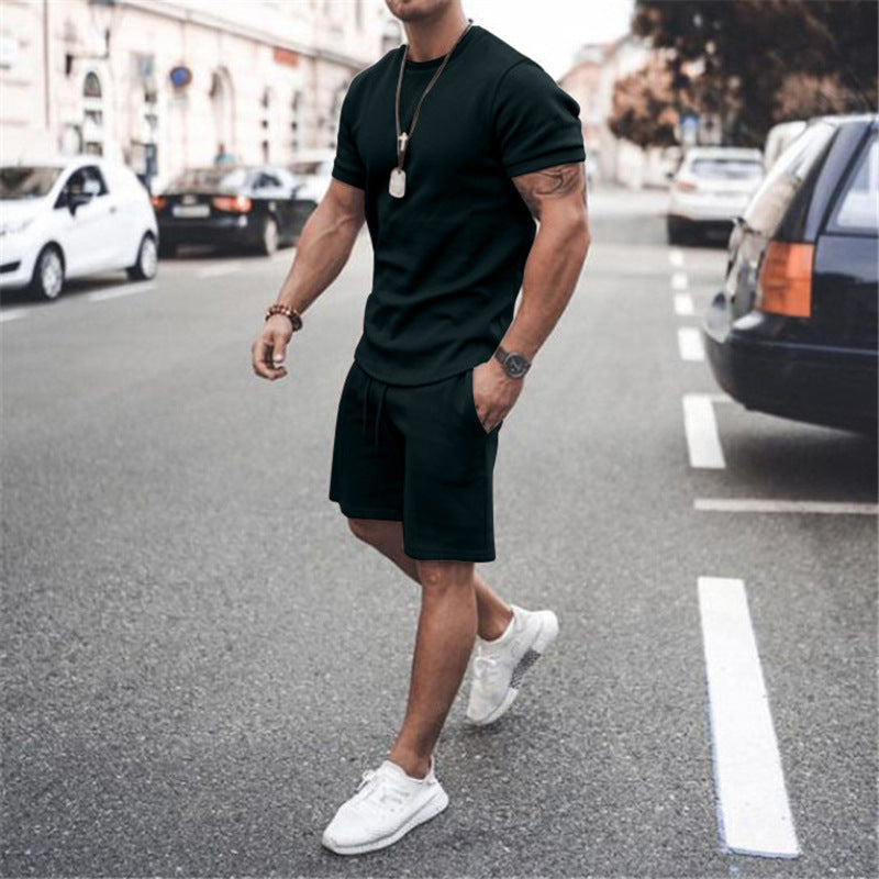 Herren Kurzarm Set Sportlich Elastisch Mit Taschen