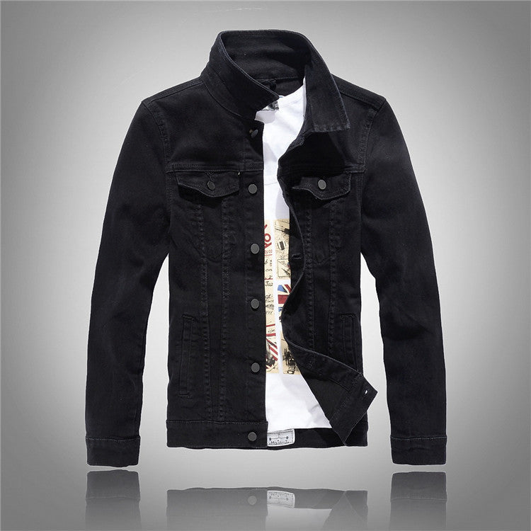 Herren Denimjacke Modern Stehkragen Taschen Elegant