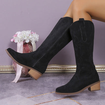Damen Stiefel Westernstil Modisch Blockabsatz Comfort