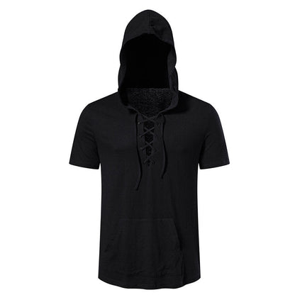 Herren Kapuzen-T-Shirt Schnürdesign Modern Streetwear