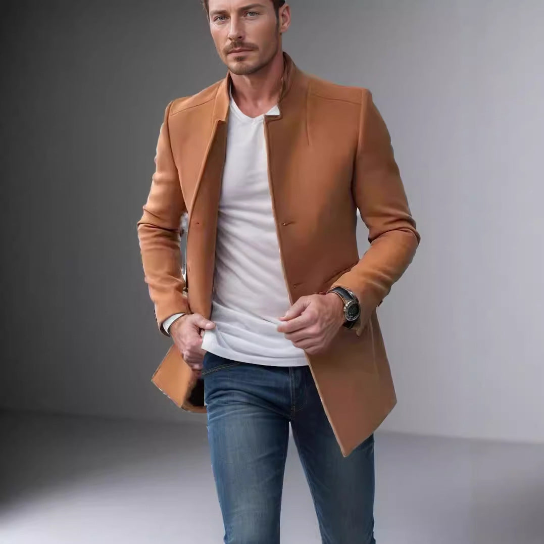 Herren Blazer Slim Fit Stehkragen Elegant Modern - BerlinGlamour