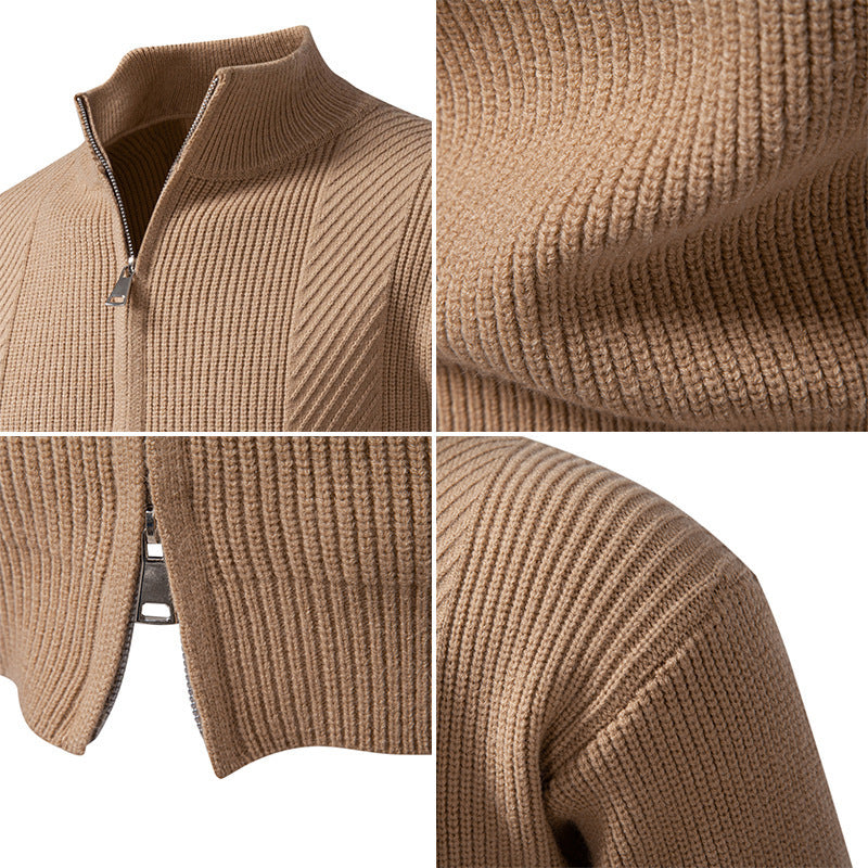 Herren Strickjacke Modern mit Stehkragen und Reißverschluss