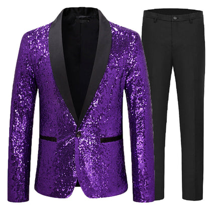 Herren Paillettenanzug Glitzernd Party Anzug