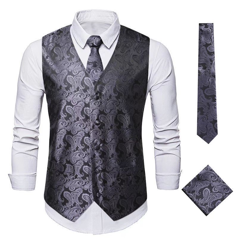 Herren Weste Elegant Paisley Muster Schlank