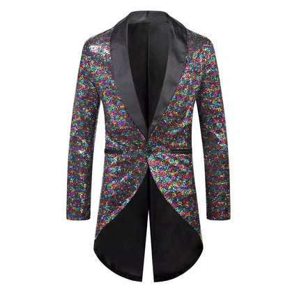 Herren Anzug Blazer Glitzernd Elegant Schalkragen