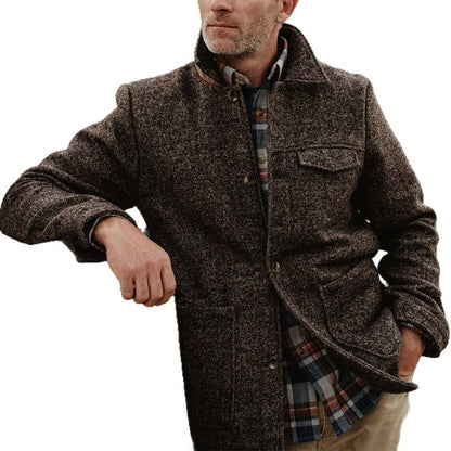 Herren Wollmantel Elegant Warm mit Taschen