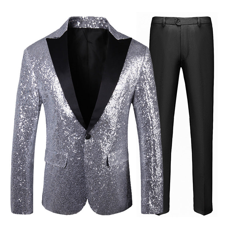 Herren Glitzeranzug Pailletten Anzug Set Party