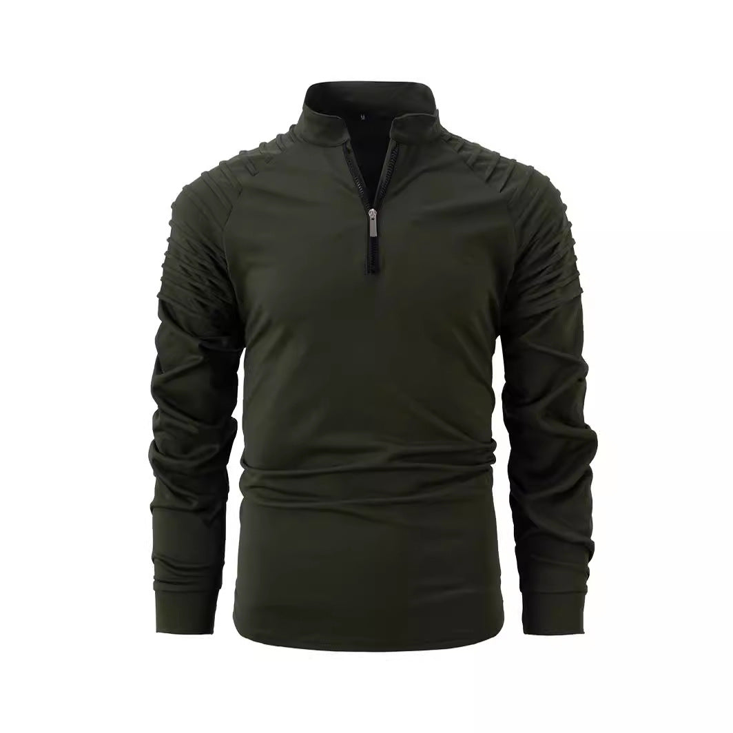 Herren Langarmshirt Sportlich Mit Reißverschluss