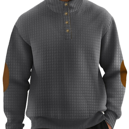 Herren Pullover Stehkragen Modern Strukturiert Knopfverschluss