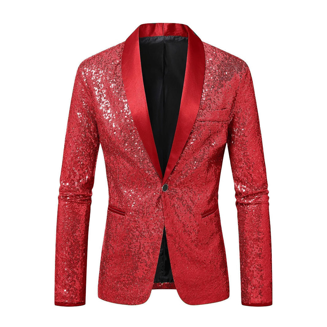 Herren Blazer Pailletten Modern Schnitt Glamour