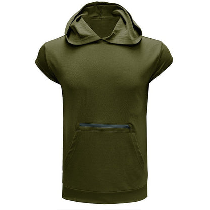 Herren Kapuzenpullover Kurzarm Reißverschluss Sportlich