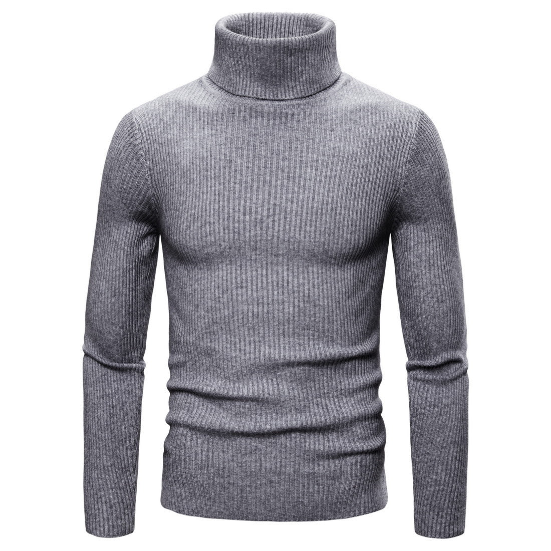 Herren Rollkragenpullover Weich Strick Ripp Optik
