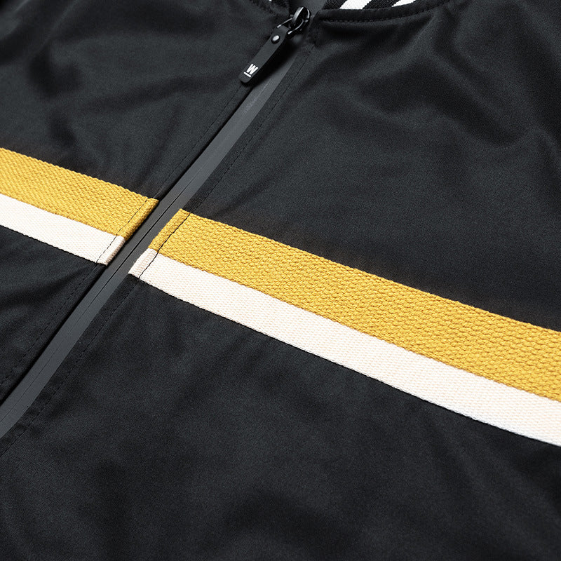 Herren Sportjacke Modern mit Streifen Kragen und Taschen