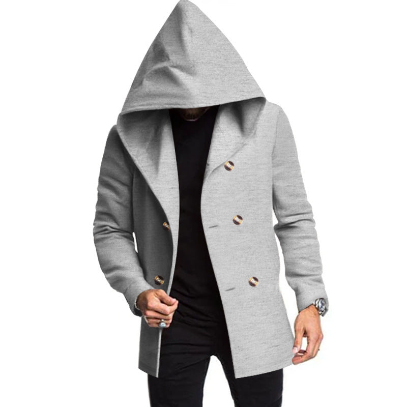 Herren Mantel mit Kapuze Doppelreihig Modern