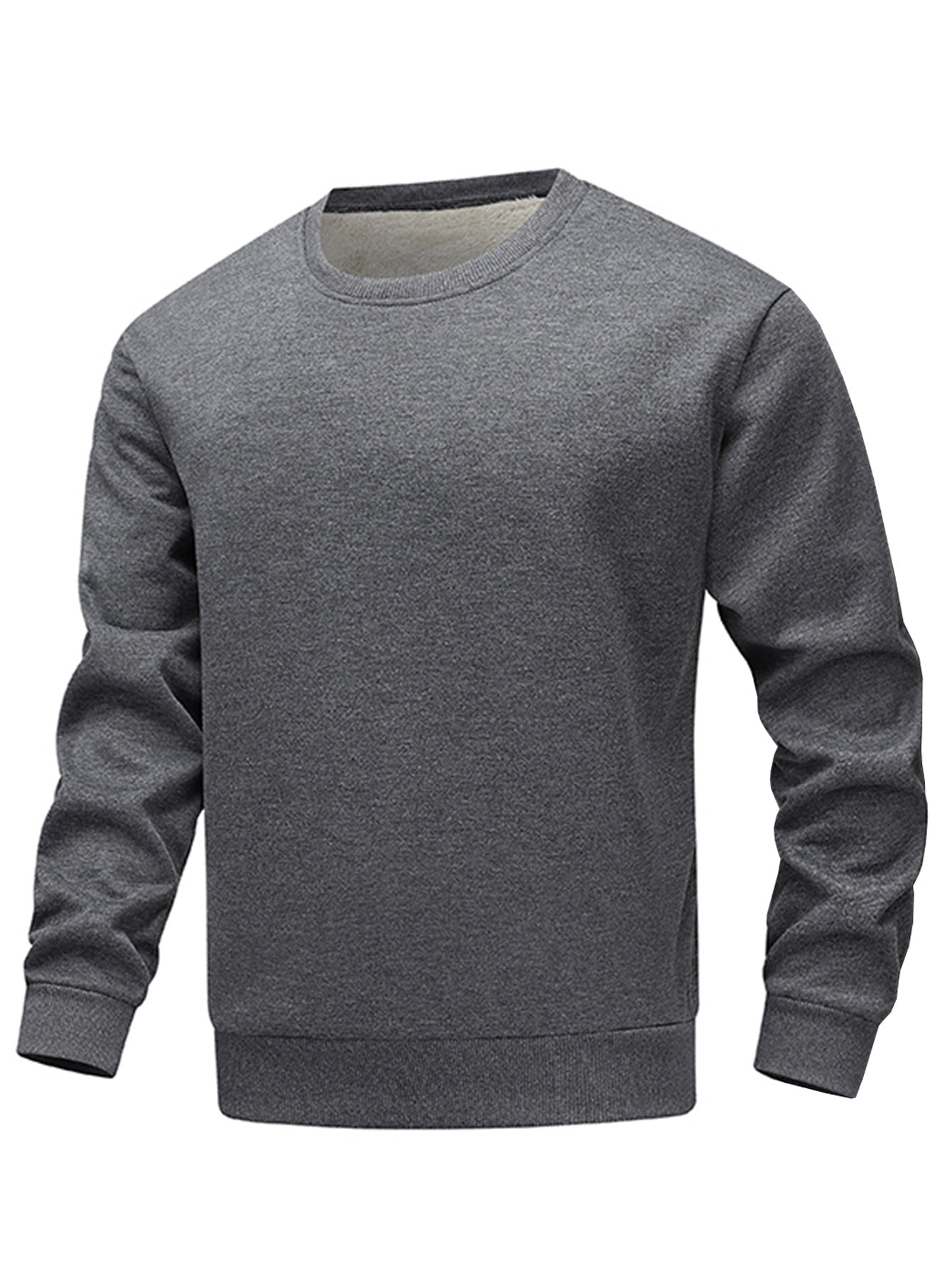 Bequemer Herren Fleece Pullover Rundhals Schwarz
