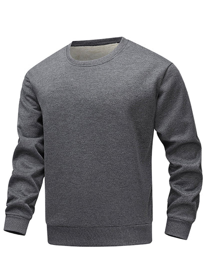 Bequemer Herren Fleece Pullover Rundhals Schwarz