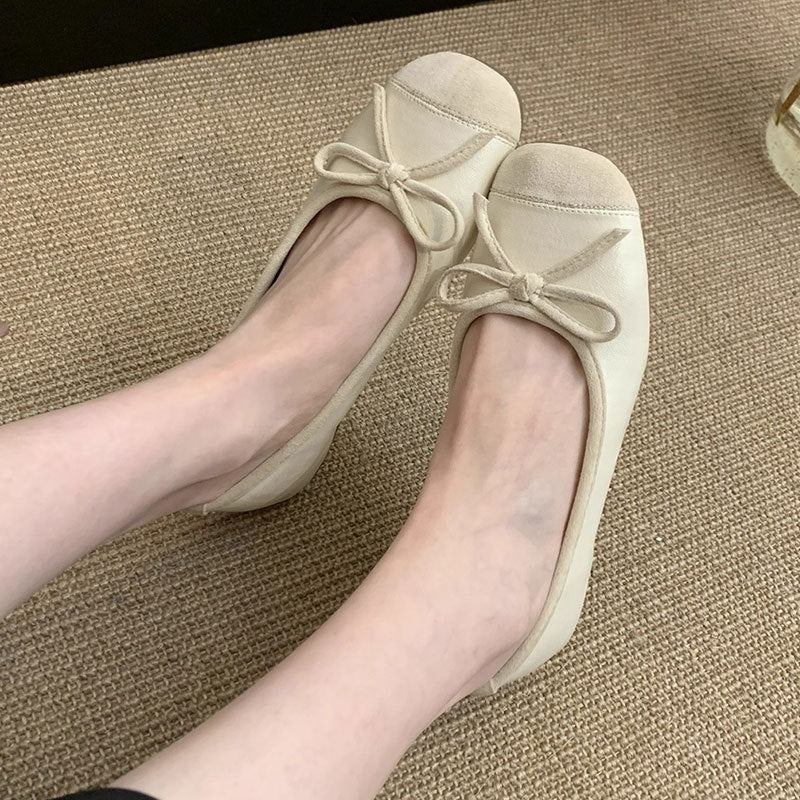 Damen Ballerinas Schimmernde Oberfläche mit Schleife